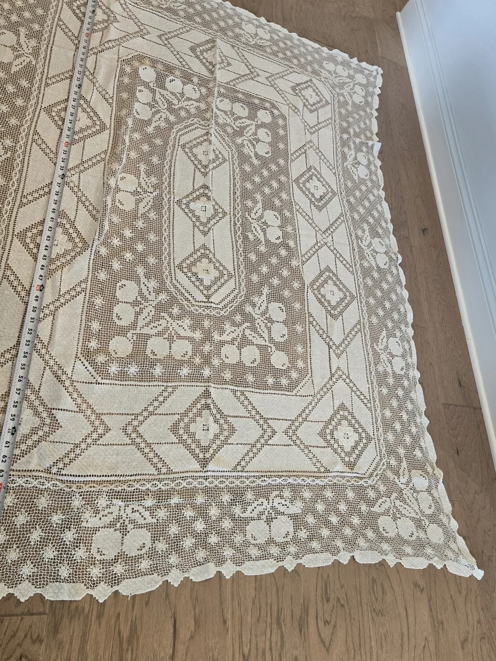 Handmade Cream Crochet Lace Table Cloth 50x70 - Elegant Floral Pattern
